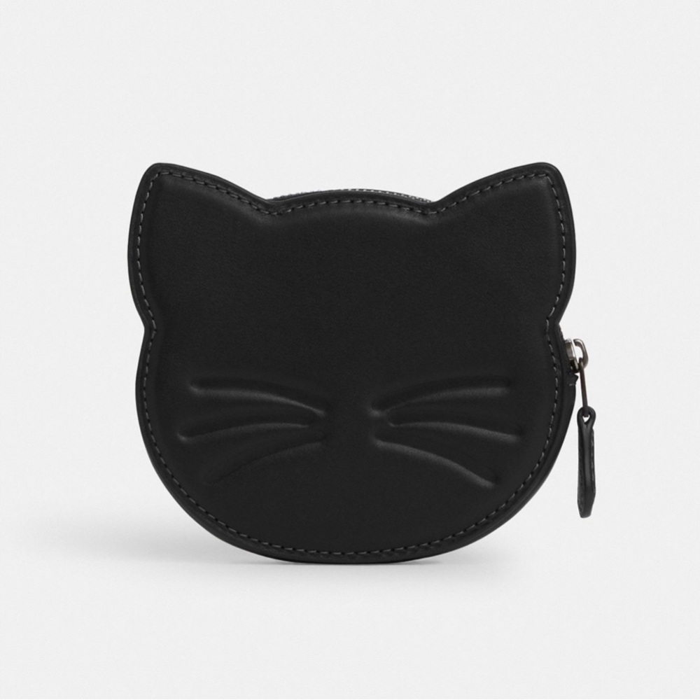 Coach Black Cat Face Coin Case Wallet